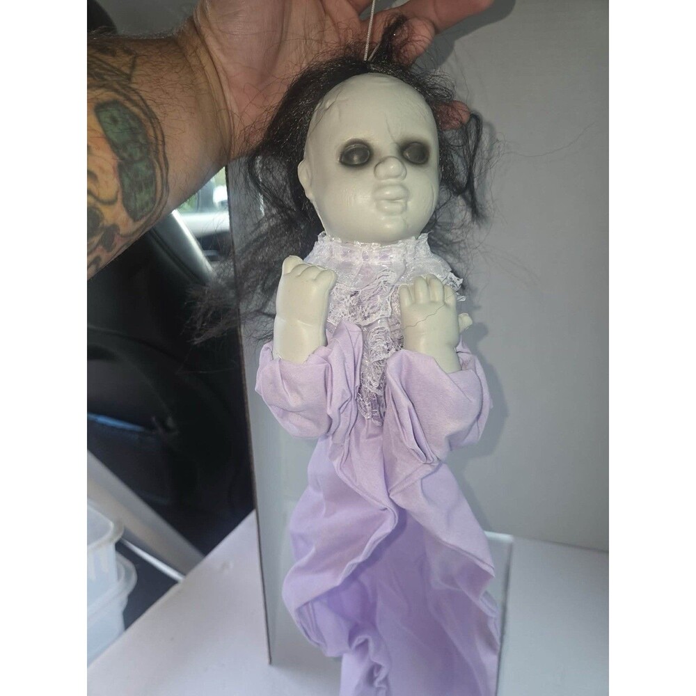 Gothic & Horror Hanging Doll Black Straight Hair Lavender Dress